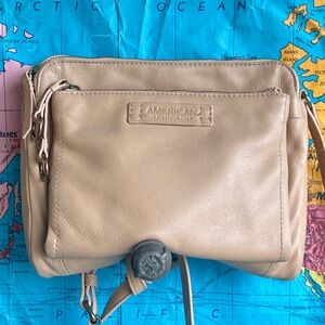 American Leather Co. Beige Leather Crossbody Bag - Neutral Tone